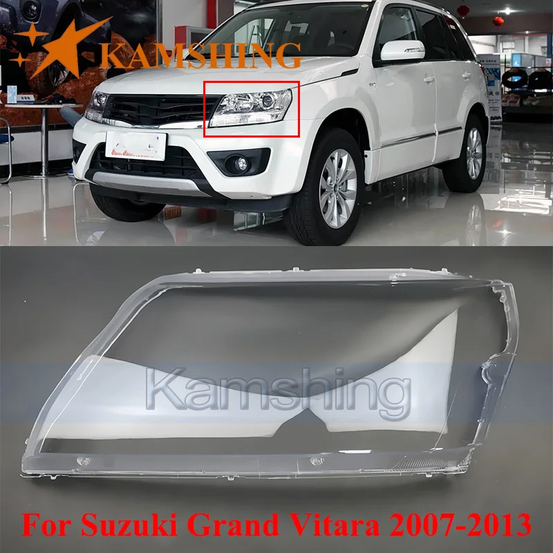 

CAPQX Front Bumper Headlight Cover For Suzuki Grand Vitara 2007-2013 Transparent Lampshade Headlamp Lens Mask Head Light Shell