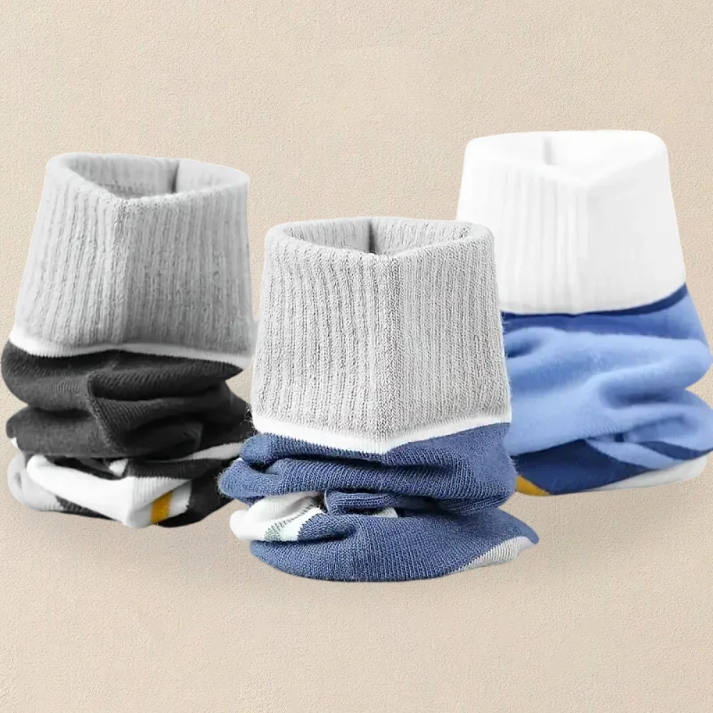 5 Pairs Men Small Medium-Sized Leg Socks Trendy Versatile Striped Socks Sweat Wicking Odor Resistant Comfortable Casual Socks