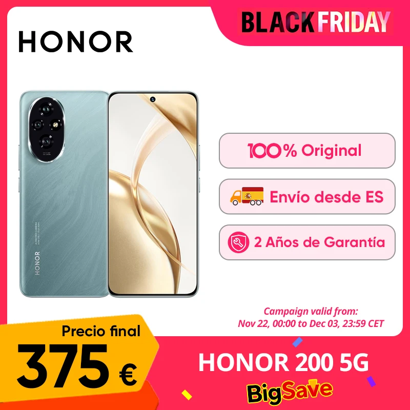 Global Version HONOR 200 5G Smartphone Snapdragon 7 Gen 3 Android 14 6.7'' AMOLED Display 5200mAh Battery Phone