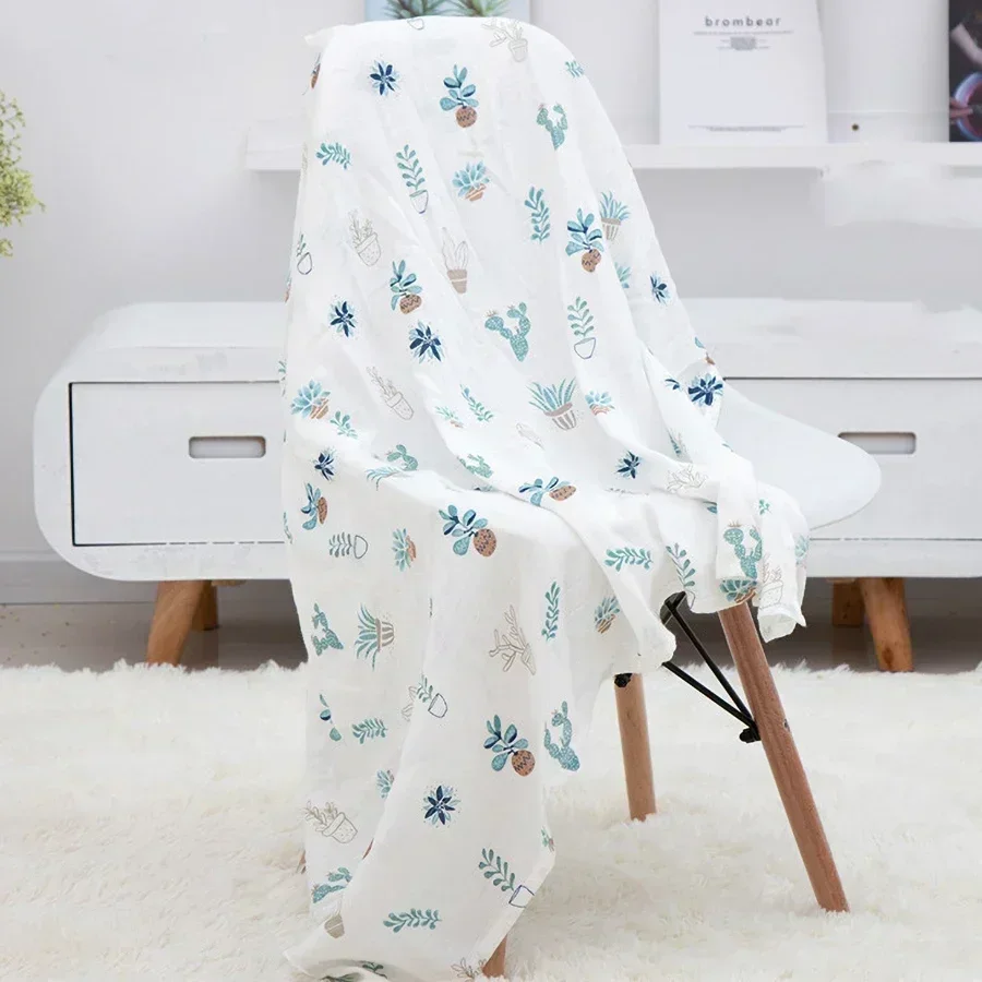 Baby Bath Towel Cute Soft Two Layer Gauze Infant Stroller Cover Baby Muslin Swaddle Wrap Cotton Beach Shower Blanket 120x110cm