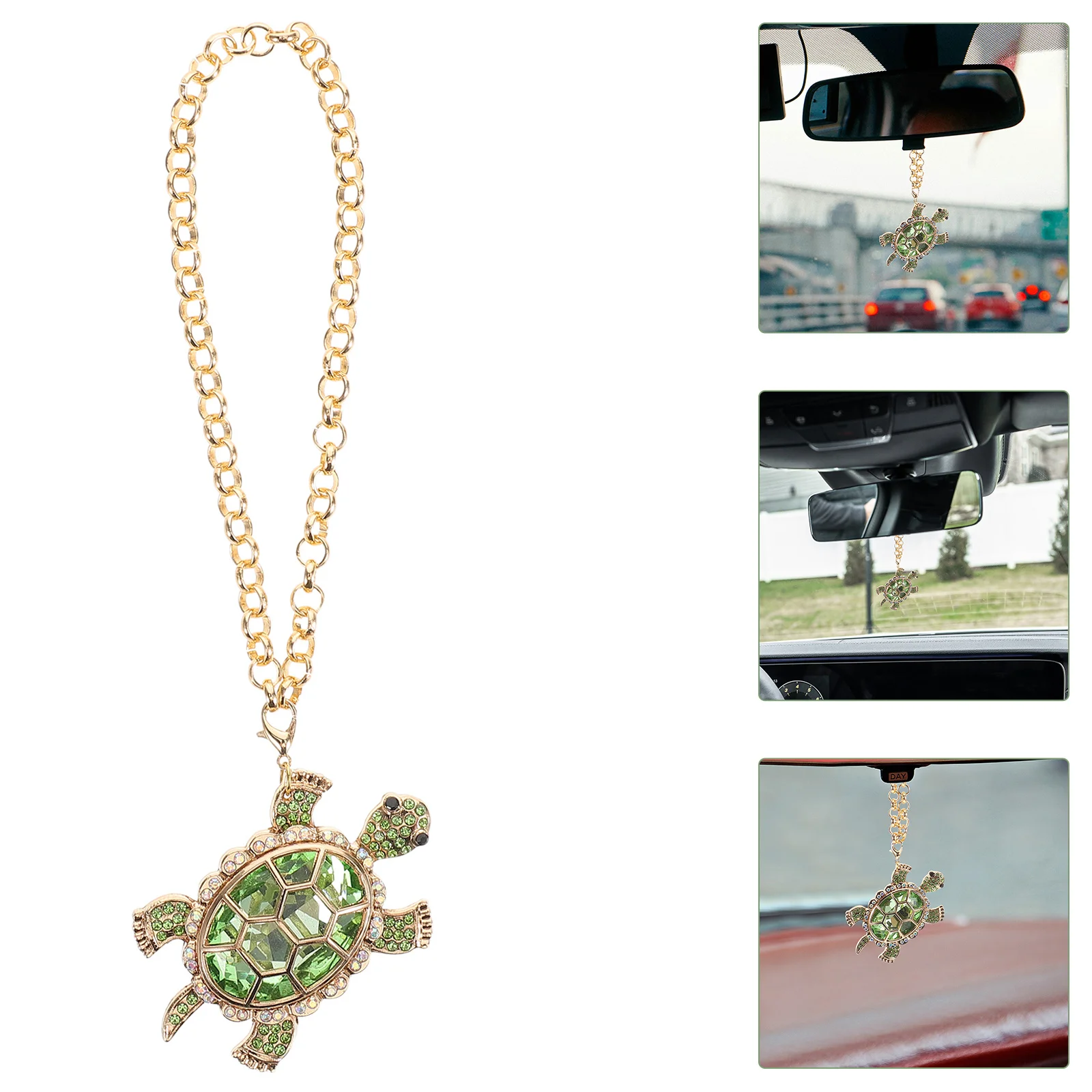 

Crystal Sparkling Turtle Rearview Mirror Pendant Hanging Car Ornament Cute Lucky Charm Interior Decoration Car Ornament