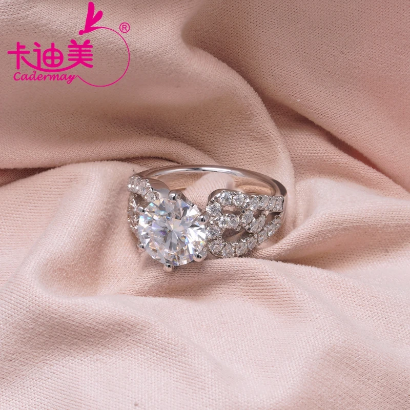 CADERMAY High Quality Moissanite Ring 9mm D VVS 925 Sterling Silver Wedding Rings Jewelry For Women