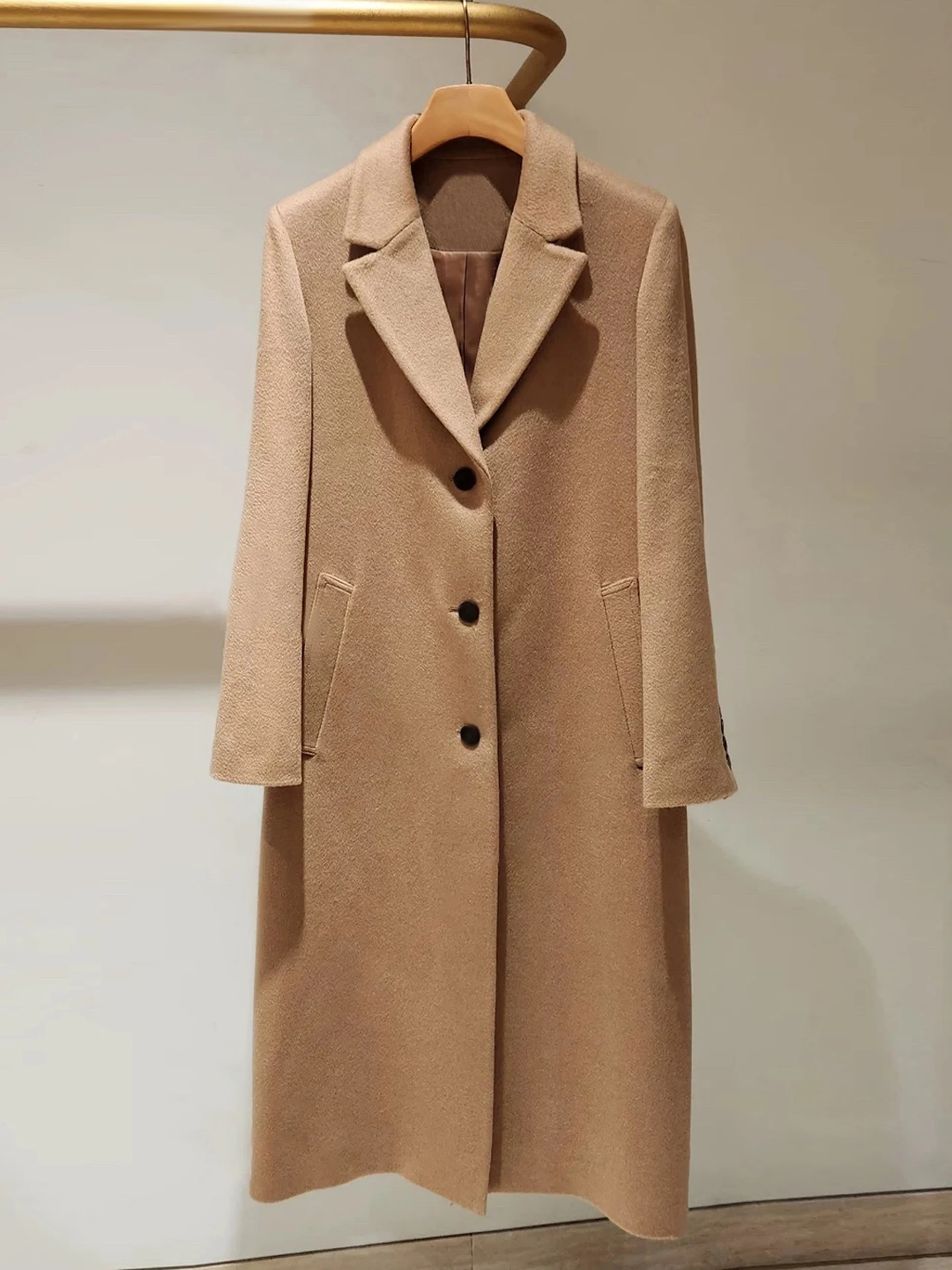 

S Home Nan You Высококачественное женское осенне-зимнее новое свободное шерстяное пальто Верхняя одежда Ele Простой прямой крой на полиэстеровой подкладке