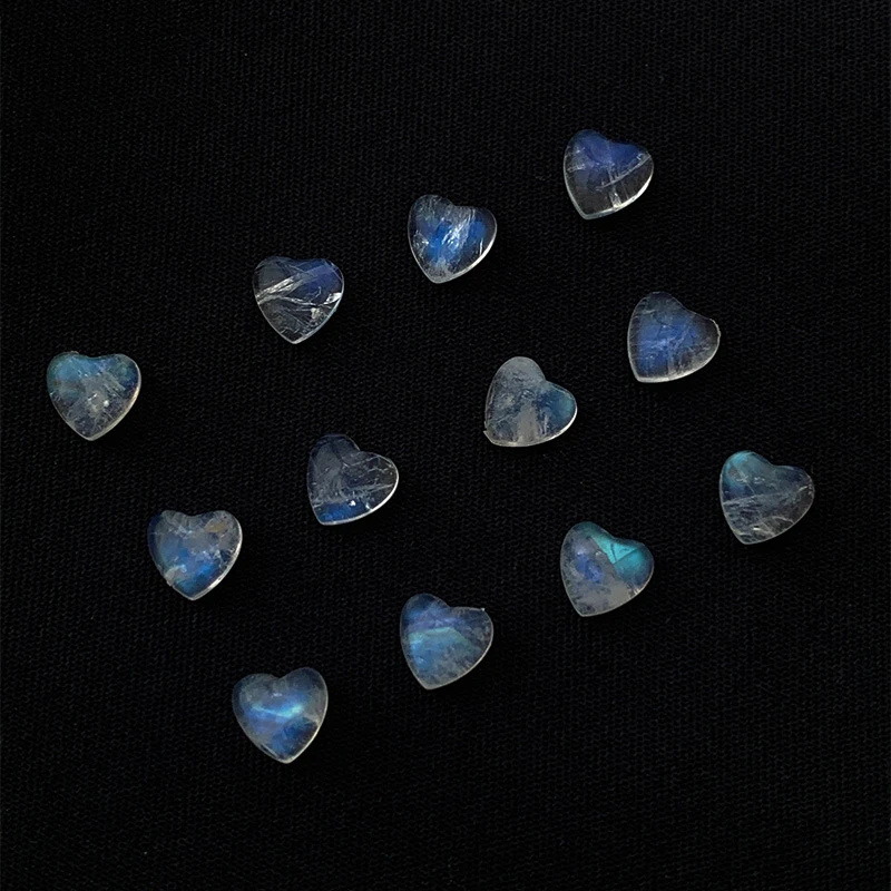 20pcs/lot Natural Stone Blue Moonstone Heart Cabochon 4x4mm-6x6mm Loose Gemstone For Jewelry Making