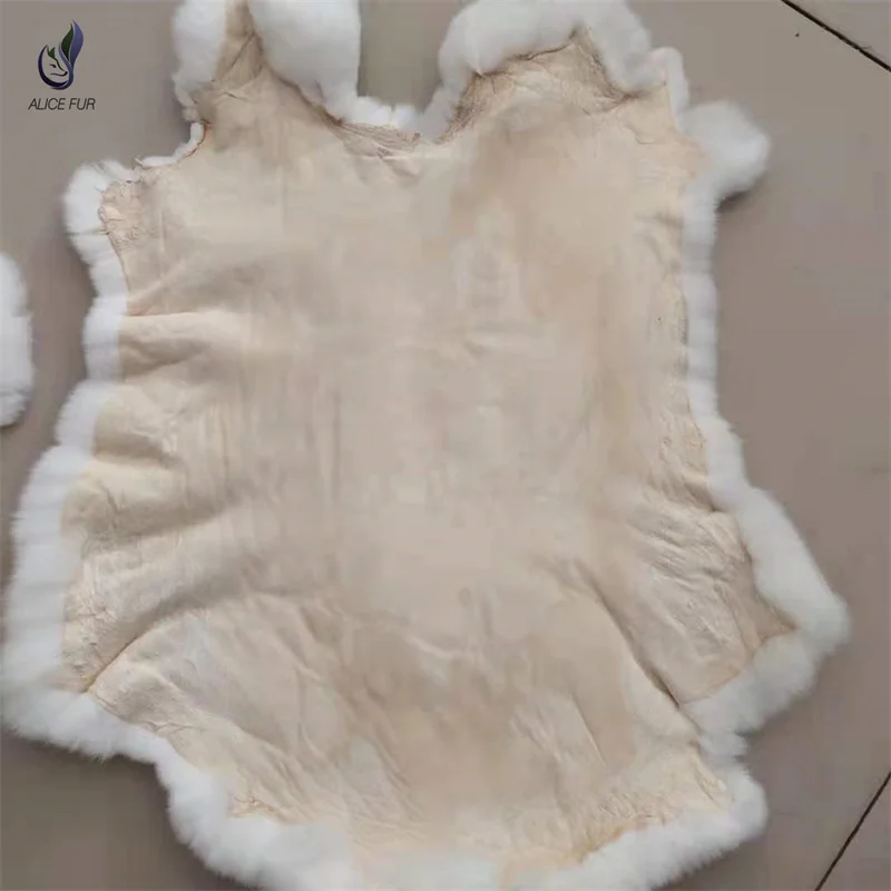 Luxury Soft Rabbit Hide Skin Leather Real Genuine Natural White Rex Rabbit Pelt