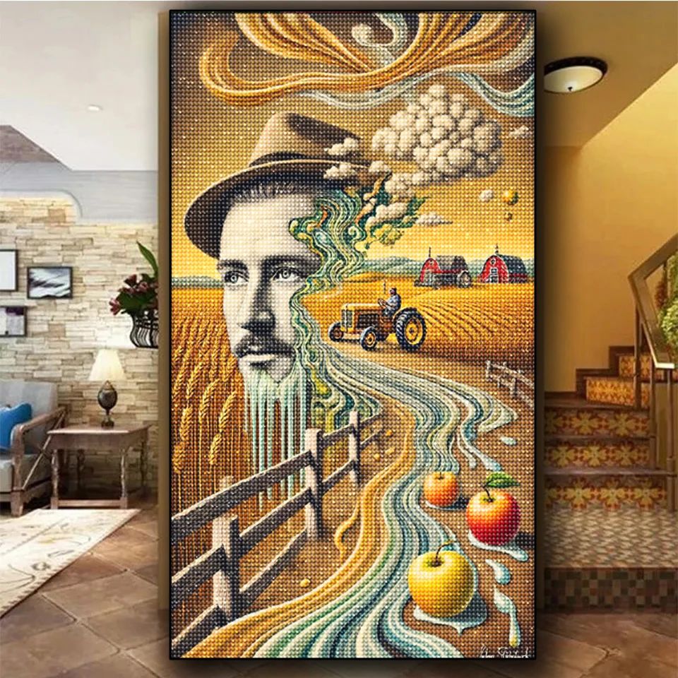 Abstract Man Autumn Harvest Farm Diy diamond painting Art Full Round diamond art Mosaic Jewelry cross stitch christmas Gift