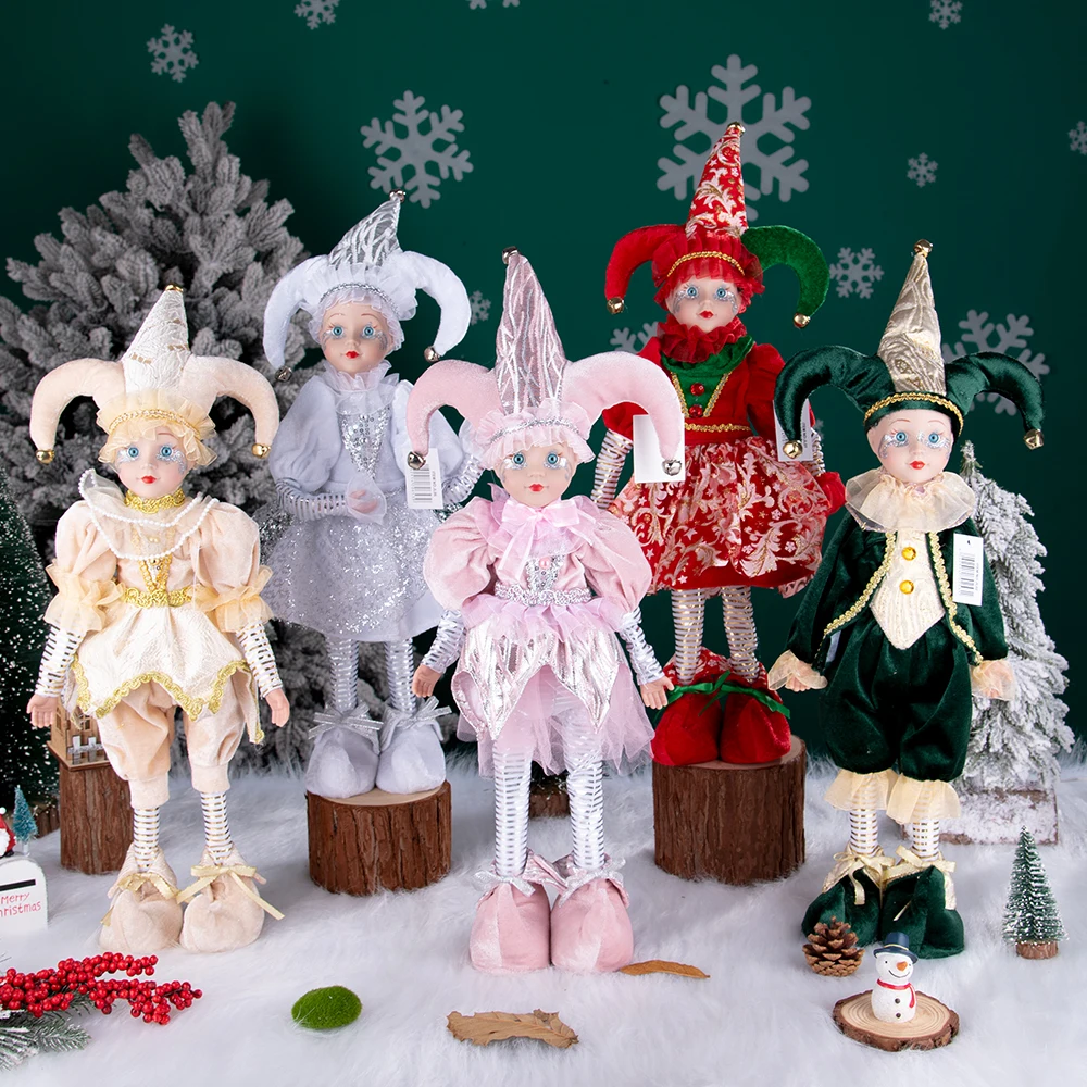 Standing Sitting Elf Doll Party Holiday Gift Elf Doll With Hat Christmas Decoration Doll Bendable Navidad Home Decor Best Gifts