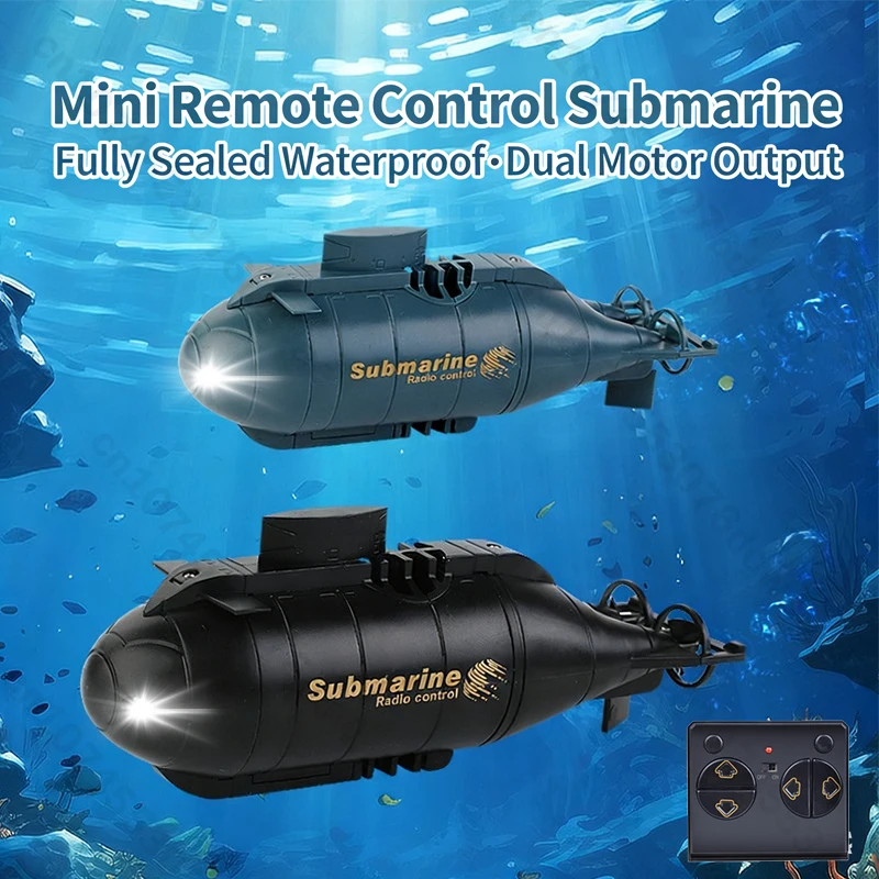 Mini motoscafo sottomarino RC luce barca telecomandata giocattoli subacquei impermeabili all'aperto modello di simulazione bambini ragazzi ragazze regalo di Natale