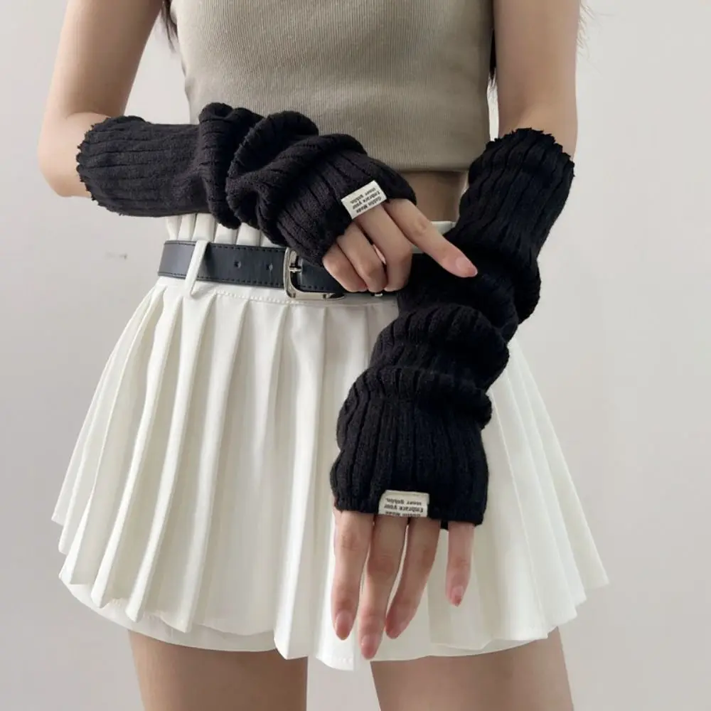 

Arm Cover Elastic Y2K Oversleeve Punk Long Mittens Knitted Arm Warmers Sweet Korean Style Fingerless Gloves Girl Party