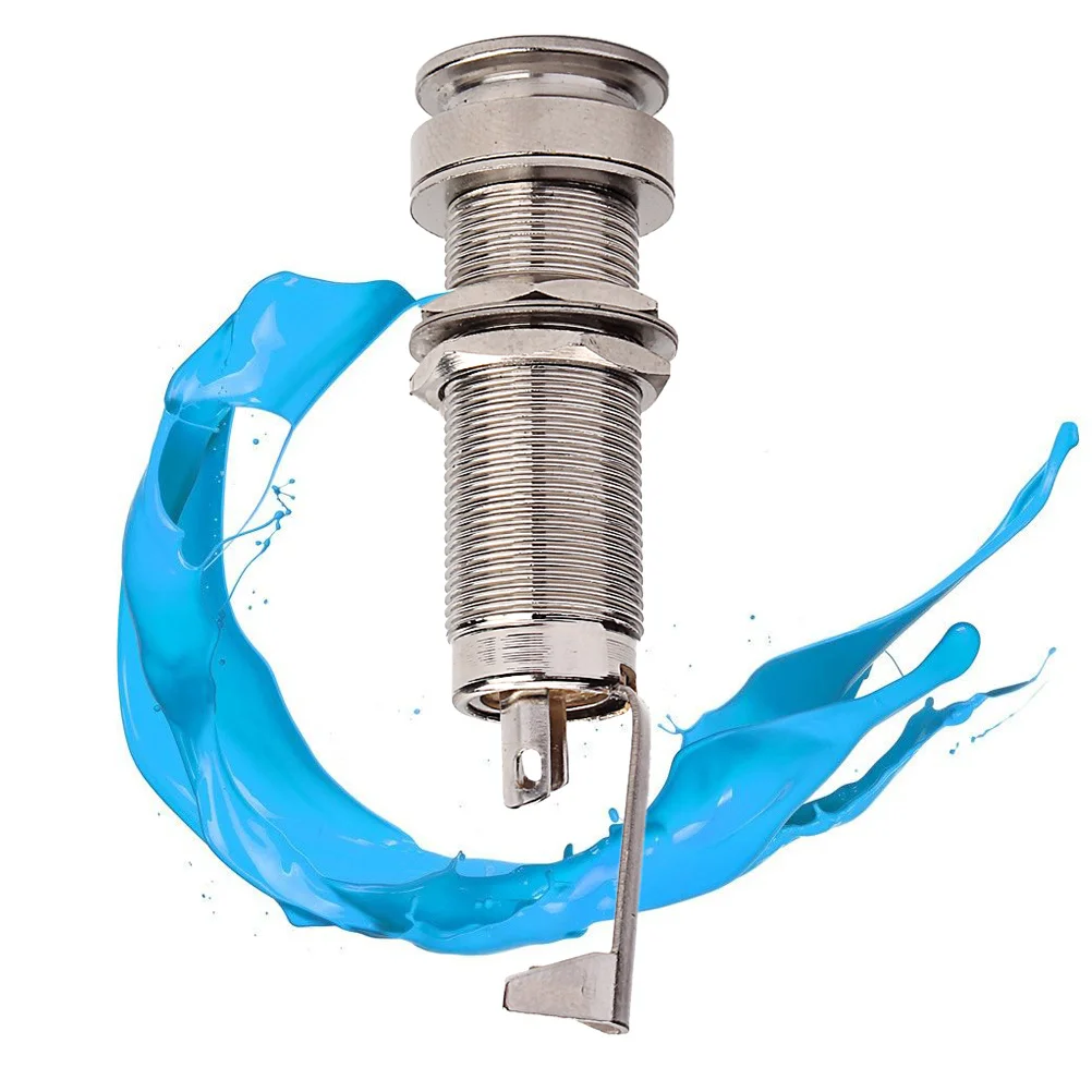 

1/4 Inch 6.35mm Threaded Cylinder Endpin Jack Bass Guitar Pickup Output Input Jack Plug Socket (Silver)