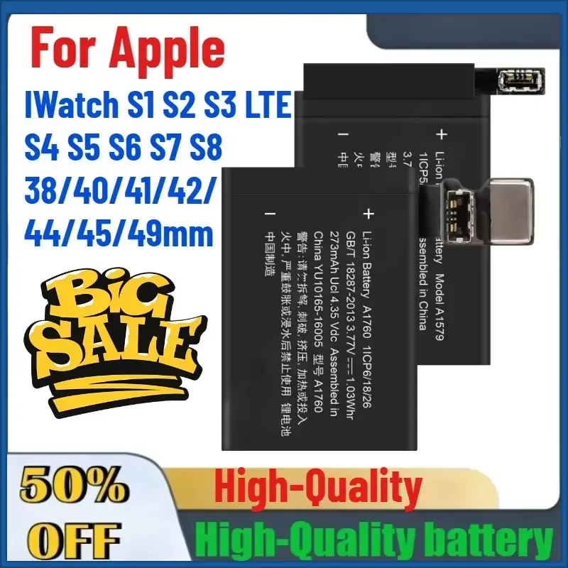 A1578 A1579 A1760 A1761 A1847 A1850 A2058 A2059 Battery For Apple IWatch S1 S2 S3 LTE S4 S5 S6 S7 S8 38/40/41/42/44/45/49mm