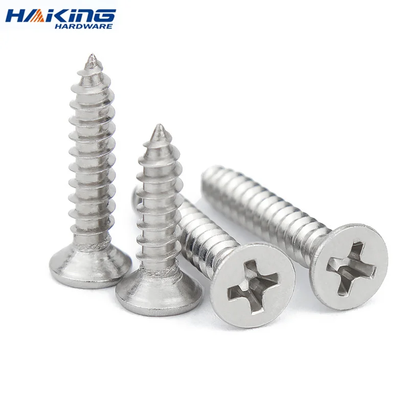 10pcs/lot Cross Recessed Countersunk Flat Head Self-tapping Screw M3 M3.5 M4 M5 M6 M8 Stainless Steel Phillips Furniture Screw