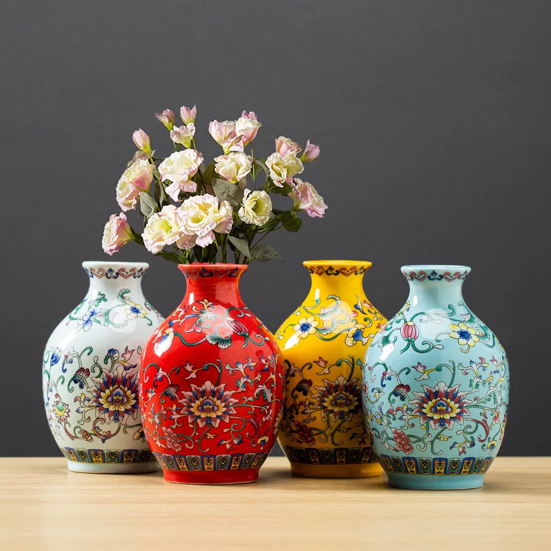 

Jingdezhen Porcelain Vase Porch Ornaments Antique Official Enamel Porcelain Antique Collection Round Porcelain Vase Home Decor