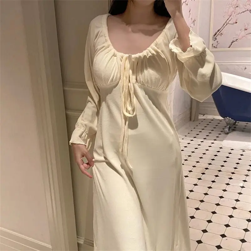 

Новые зимние женские пижамы, теплая одежда для сна, фланелевое спальное платье, плотное ночное платье, ночная рубашка с длинными рукавами, домашняя одежда