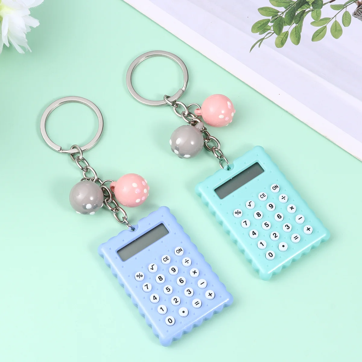 Mini calculadora con llavero, calculadora electrónica portátil, compacta y ligera, para estudiantes, escuela y oficina, 2 uds.