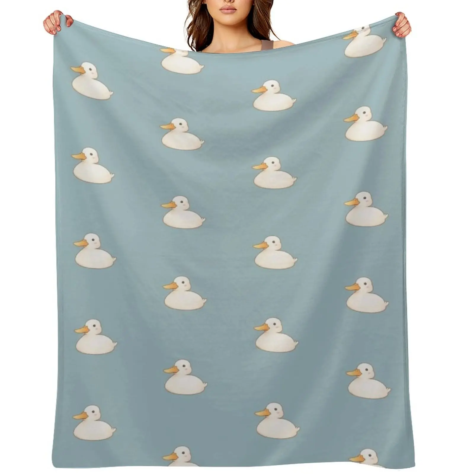 

Cute White Duck Throw Blanket Quilt Decorative Beds Weighted Soft Plaid Blankets