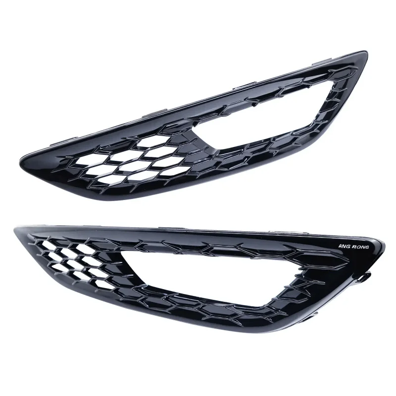 For Ford Focus MK3 15-18 ST Line Honeycomb Front Fog Light Cover Gloss Black L+R