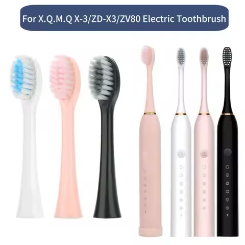 X-3 Toothbrush Replacement Heads For X.Q.M.Q X-3/ZD-X3/ZV80 Sonic Electric Toothbrush Soft DuPont Bristles Nozzles