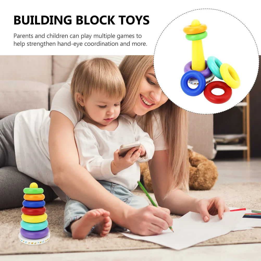 1 مجموعة الموسيقى الملونة خواتم حلقة التراص لعبة الطفل التعليمية بنة مجموعة للأطفال الصغار التعرف على الألوان التعلم #6