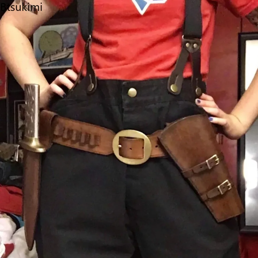 Retro Western Cowboy Revolver Holster Belt Medieval Renaissance Halloween Cosplay Costumes Pistol Holder Bag Steampunk Accessory