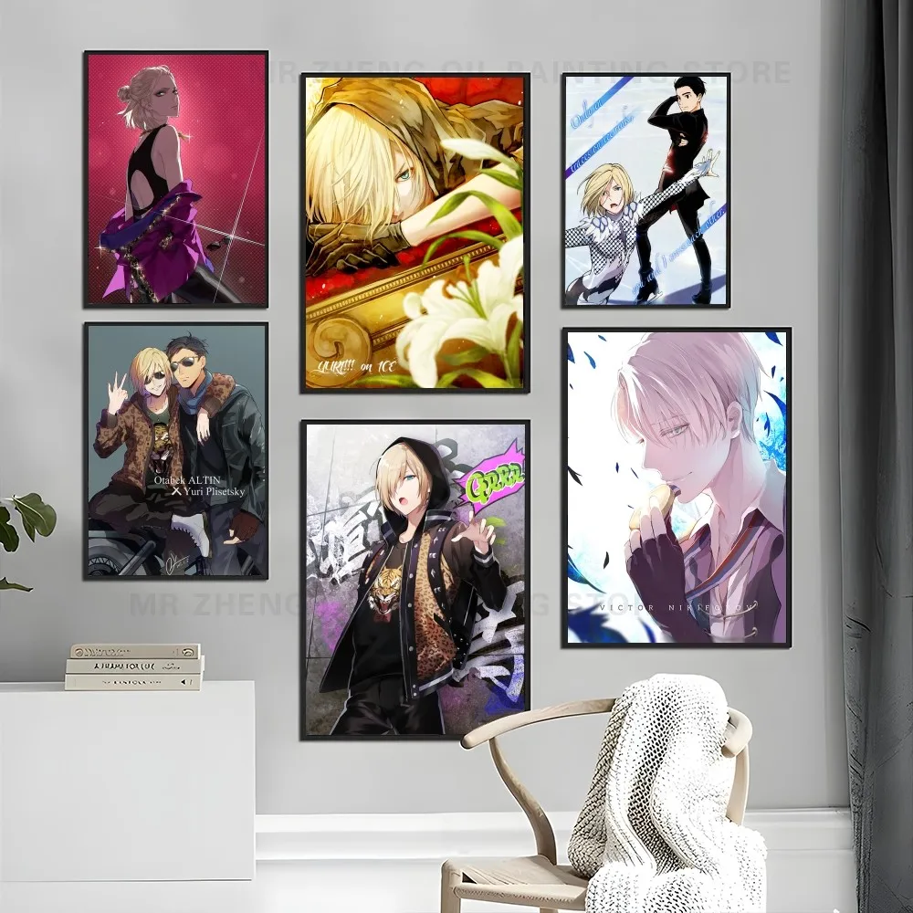 1PC Anime YURI On ICE Poster Self-adhesive Art Waterproof Paper Sticker Coffee House Bar Room Wall Decor