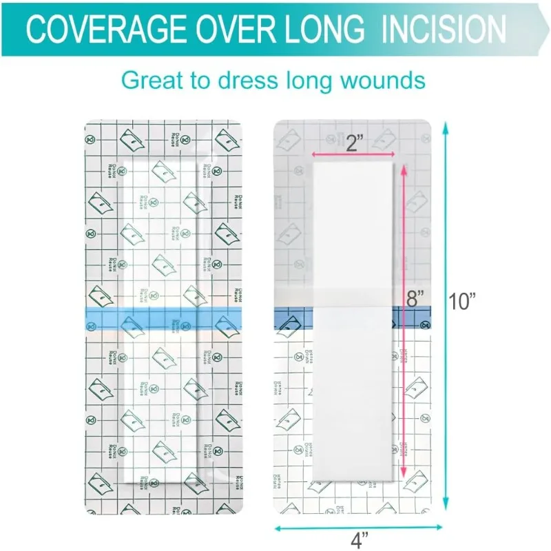 Medical Sterile Waterproof Wound Dressing Tape 10x25cm Self Adhesive Island Bandage Non-Stick Pad First Aid Shower Plaster