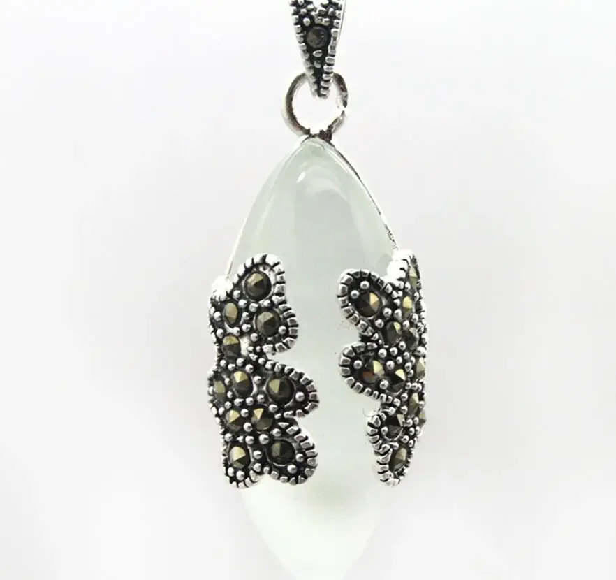 

VINTAGE 925 STERLING SILVER WHITE OPAL PENDANT 40X15MM