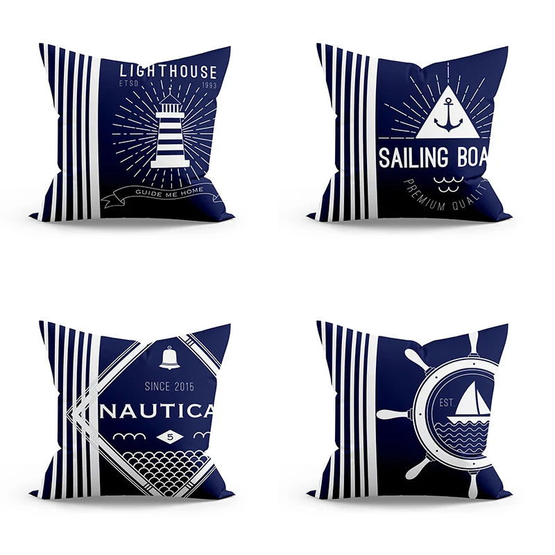 

Nautical theme series printed pillowcases living room sofa cushion cover bedroom room dormitory home decoration