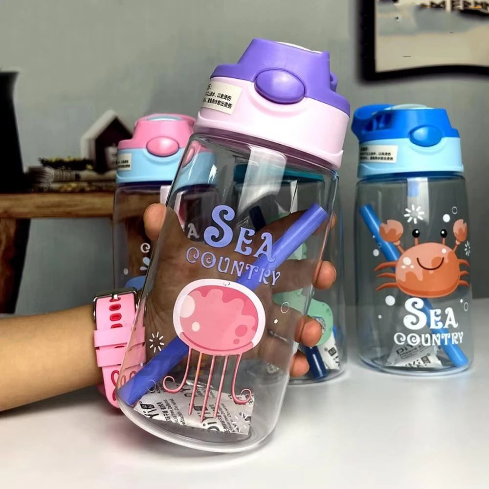 Kids Sippy Cup Water Bottles Creative Cartoon Feeding with Straws and Lids Spill Proof Portable Toddlers Drinkware