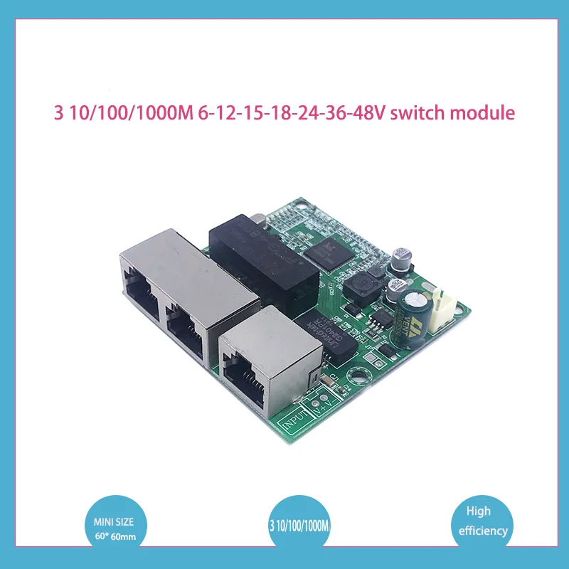 

3-port Gigabit switch module is widely used in LED line 3 port 10/100/1000mport mini switch module PCBA