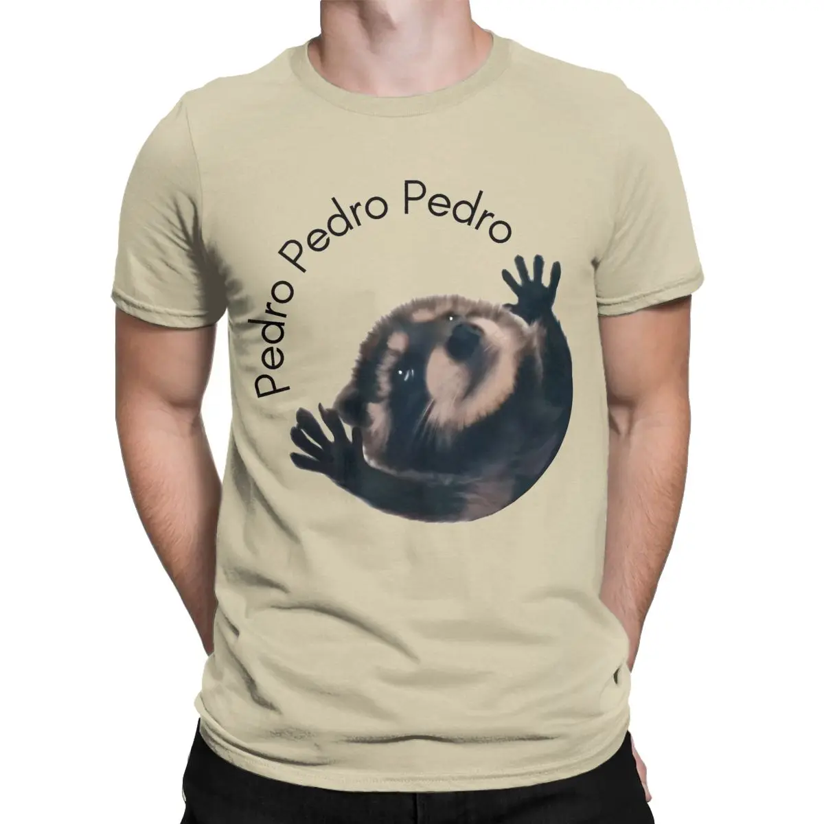 Vintage Pedro Raccoon T-Shirts for Men Crewneck Cotton T Shirts Short Sleeve Tees Gift Clothing