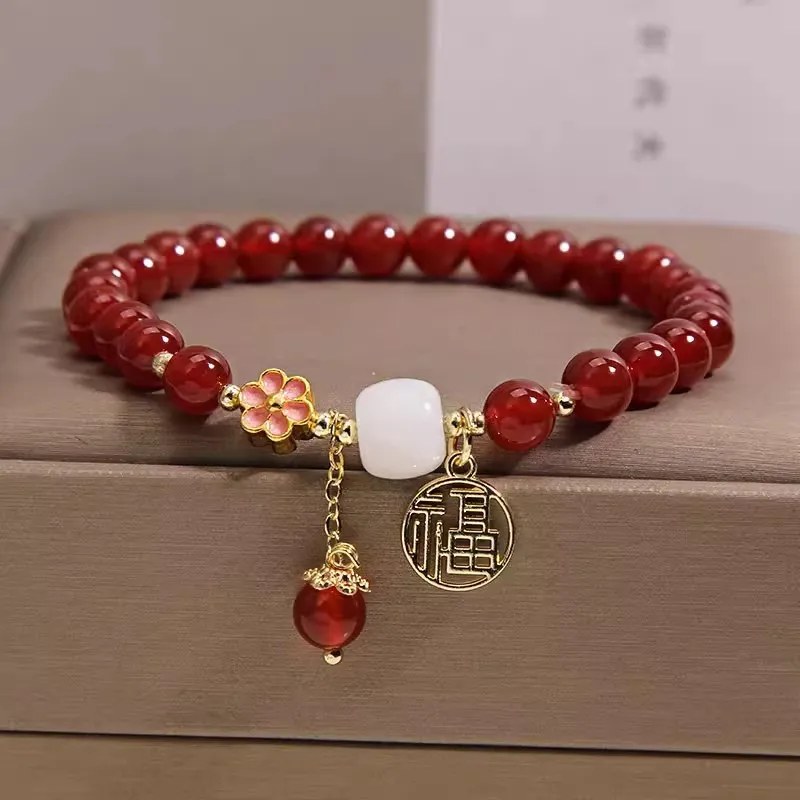 Open Light and Blessing Red Agate Bracelet, Female Pendant, Year of Destiny, Transit Bracelet, Gift  Fortune