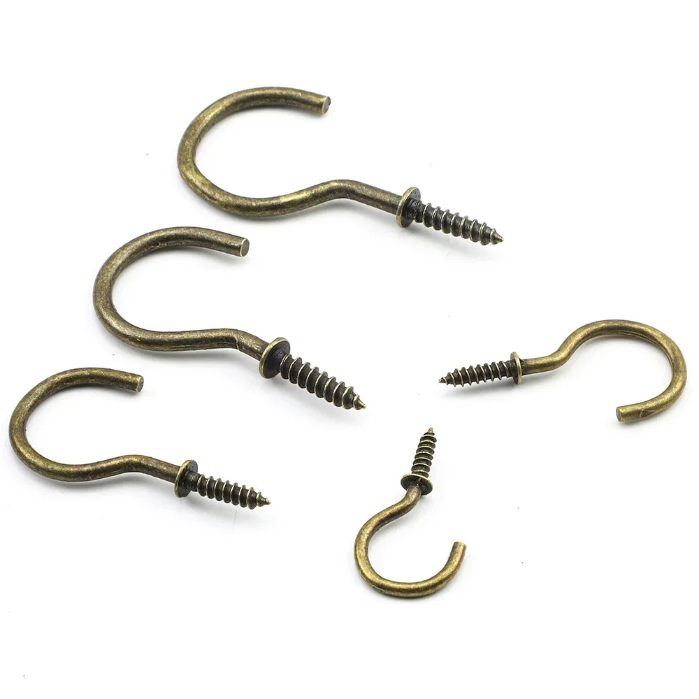 JUIDINTO 10-30pcs Bronze Cup Hook Screws 1/2\