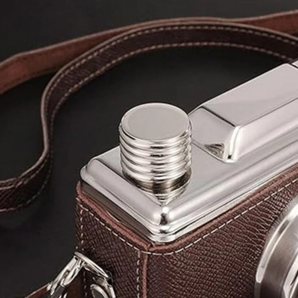 Stainless Steel Camera Hip Flask Camera Design Leak Proof Whiskey Containers Bottle Removable Strap 11OZ 325ML Whiskey Flask