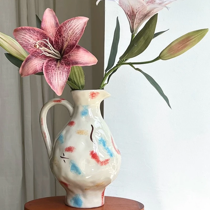 Niche Vase Design Hand-painted Art High-end Ceramic Vases Nordic Home Living Room Decoration Room Decor Flower Vase Jarrones