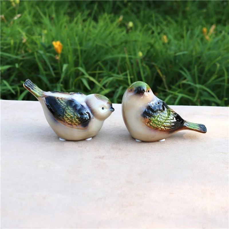 Porcelany para figurka ptaka ceramiczne Birdie miłośników miniaturowa dekoracja Ornament do rękodzieła prezent na walentynki na ślub sprzyja