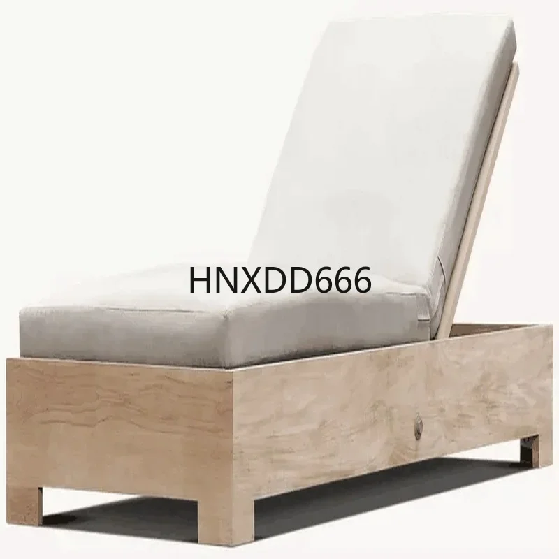 Modern Outdoor Teak Wood Frame Sun Lounge Chaise for Beach and Pool Furniture