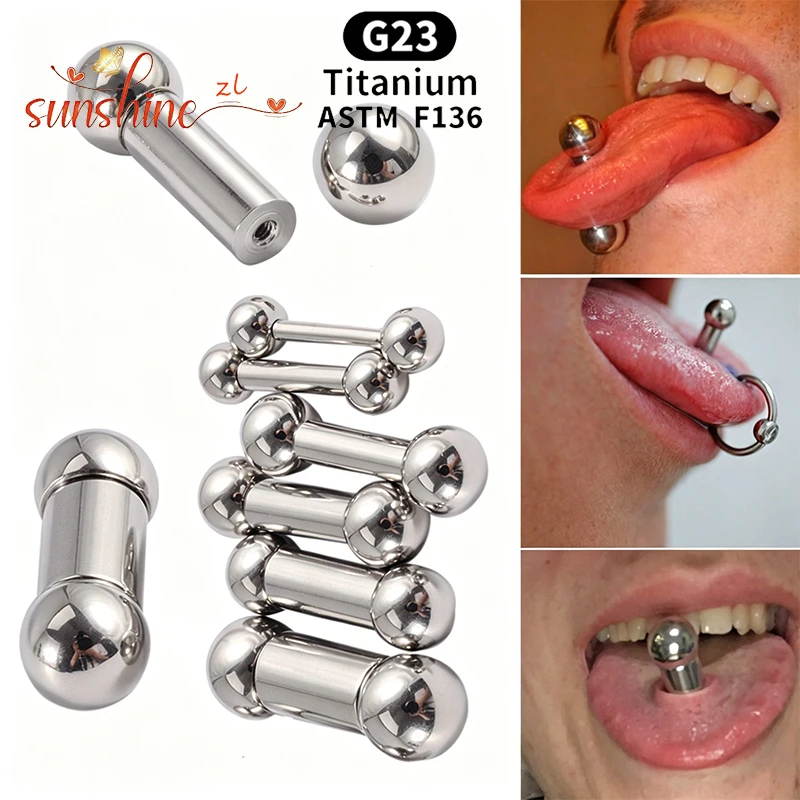 Implantatgeeignetes Titan ASTM F136 Internes Gewinde Gerade Barbells Zungenpiercing Ohrringe Piercing-Schmuck Stab 1 Stück/Los Eloxiert – Detail 3