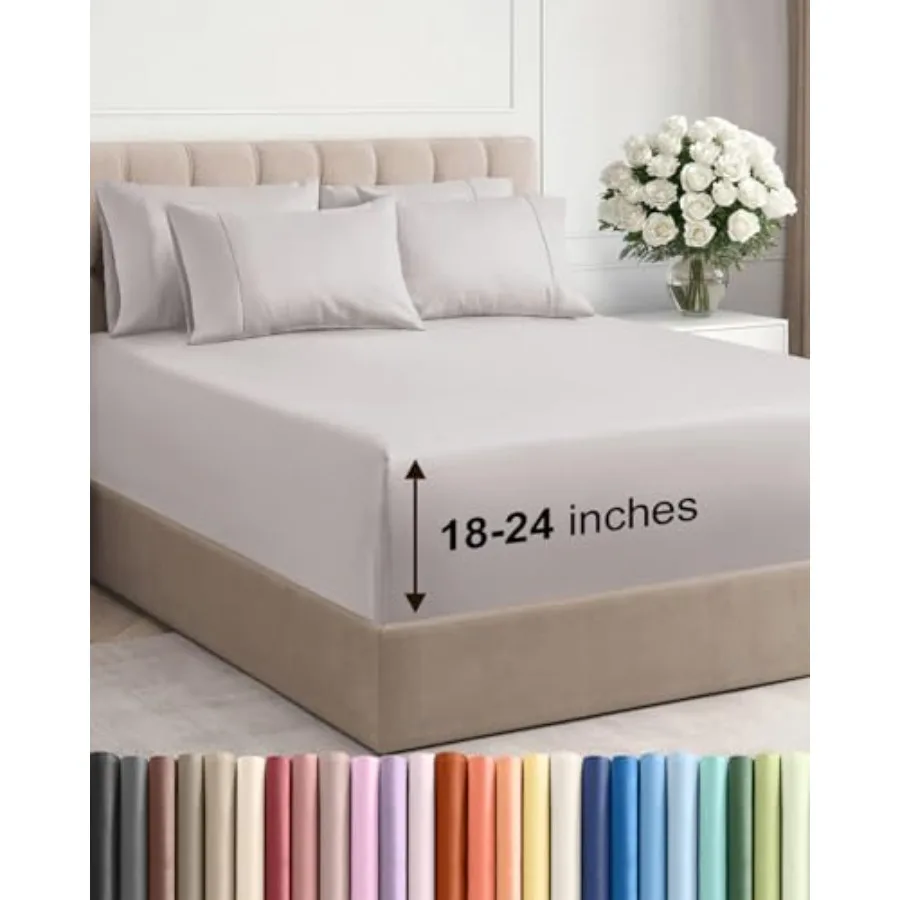 

Комплект постельного белья Extra Deep Sheet Set - 6 предметов: дышащие и охлаждающие простыни - роскошное гостиничное постельное белье для женщин, мужчин и подростков - легко и надежно фиксируются на кровати - размер S