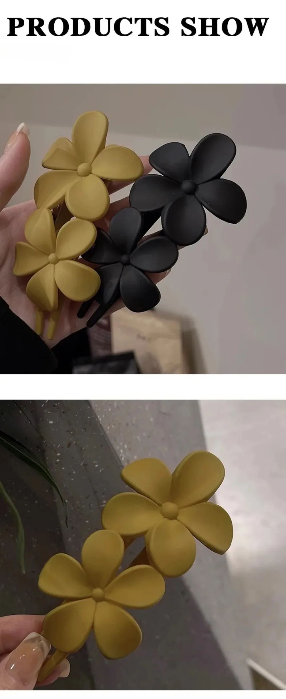 Neue Französische Matte Blumen-Haarspange Schwarze Florale Haarklammer Rutschfeste Haarklammer Elegantes Haar-Accessoire – Detail 7