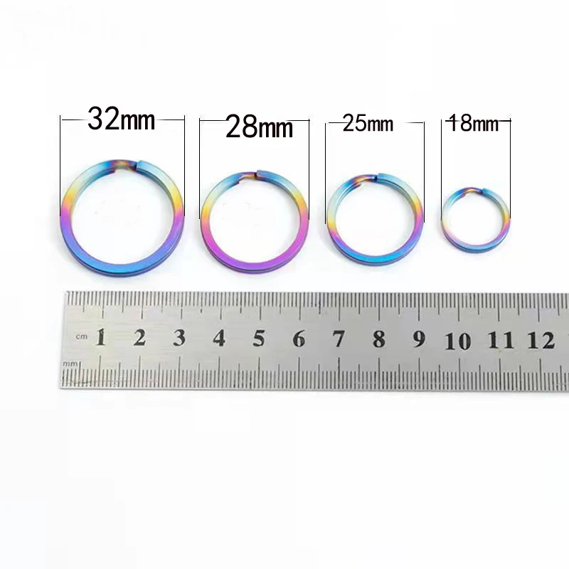 5PCS Multicolor Pure Titanium Key Ring Holder Car Keyring Pendant Round Metal Keychain Accessories