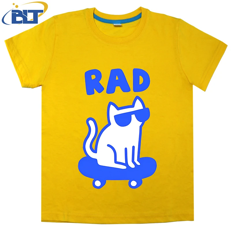 

RAD CAT printed kids T-shirt, summer cotton short-sleeved casual top, suitable for both boys and girls