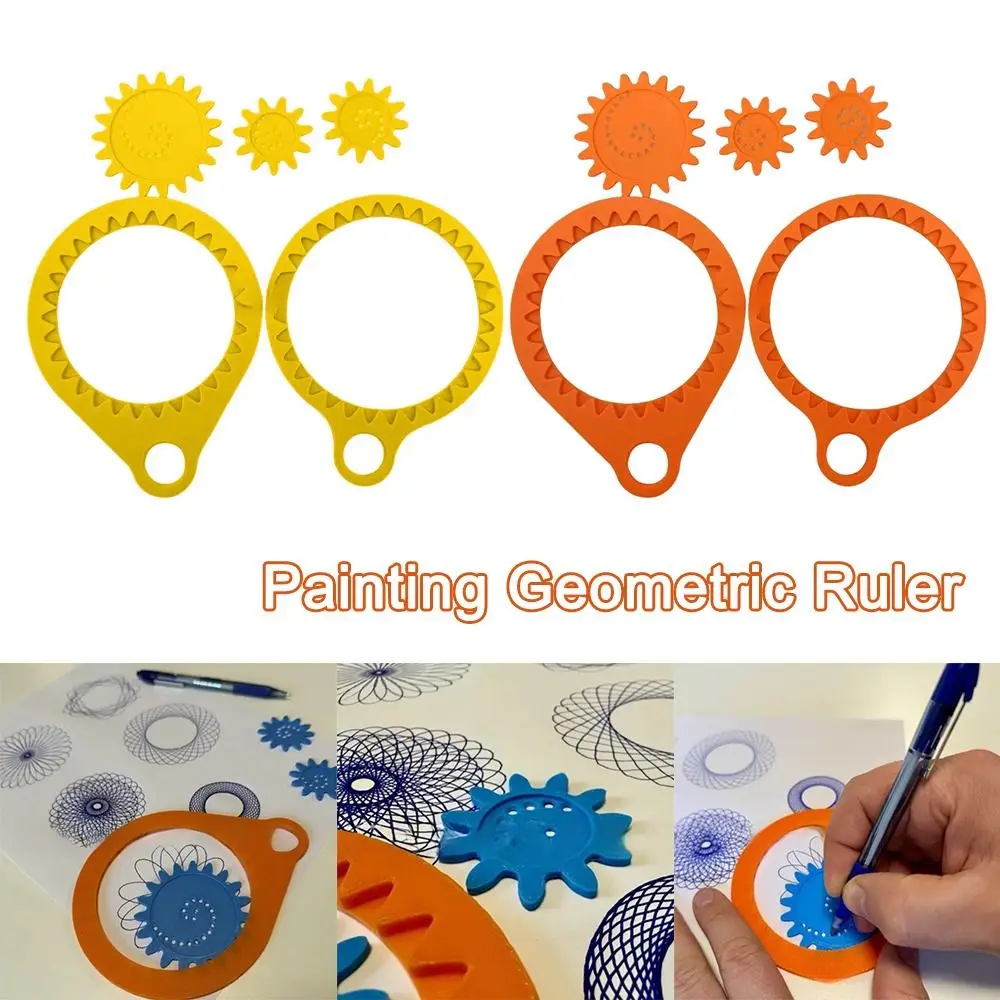 Plastic Painting Geometric Ruler Interlocking Gears Wheels Spiral Design Arts Craft Drawing Ruler Spirograph Drawing Toy