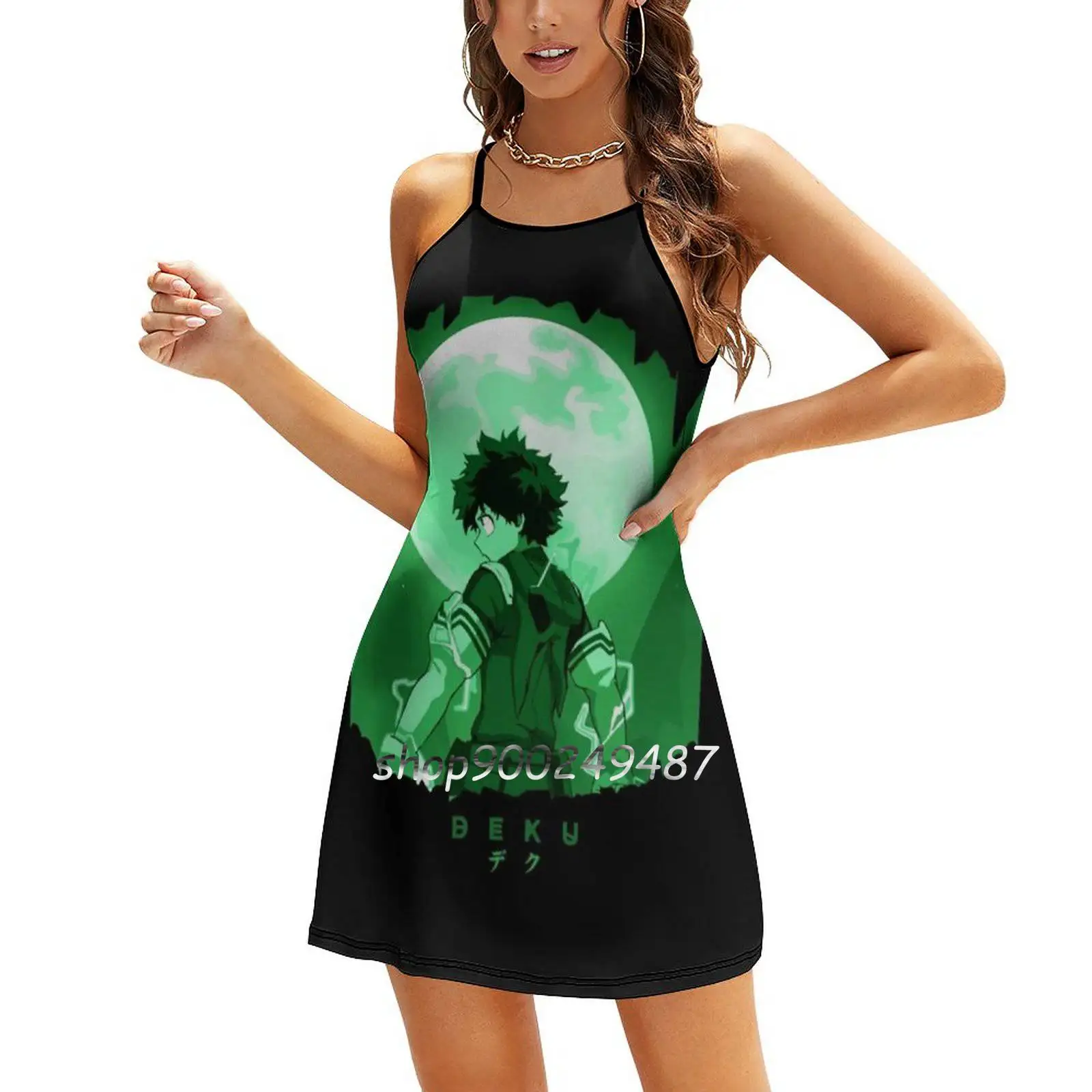 Deku | Perfect Gift Square Neck Dress Sweet Summer Dress Women Elegant Halter Print Dress Boku No Hero Academia Anime