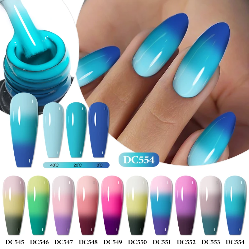 6pcs Thermal Gel Nail Polish Set Temperature Color Changing UV Gel Semi Permanent Soak Off Varnish Nails Manicure Nail Supplies