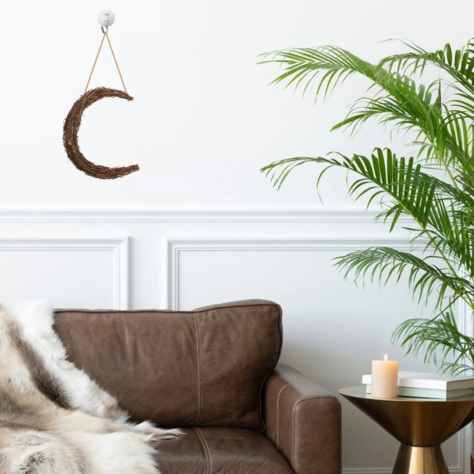 

Moon Shape Grapevine Wreath 35cm Crescent Vine Branch Garland for DIY Crafts Christmas Holiday Wedding Decoration