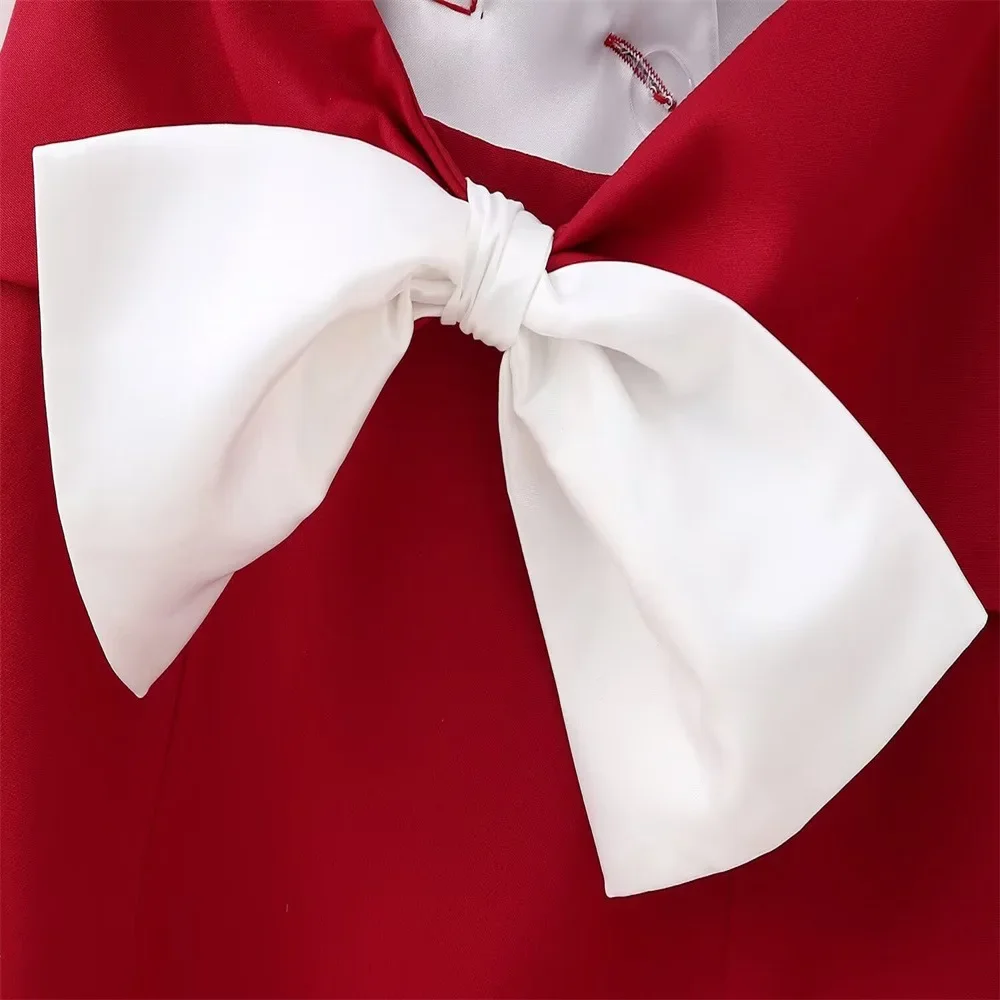 ملابس نسائية صيفية جديدة بتصميم فرنسي على الموضة فستان قصير مزين بفيونكة للنساء