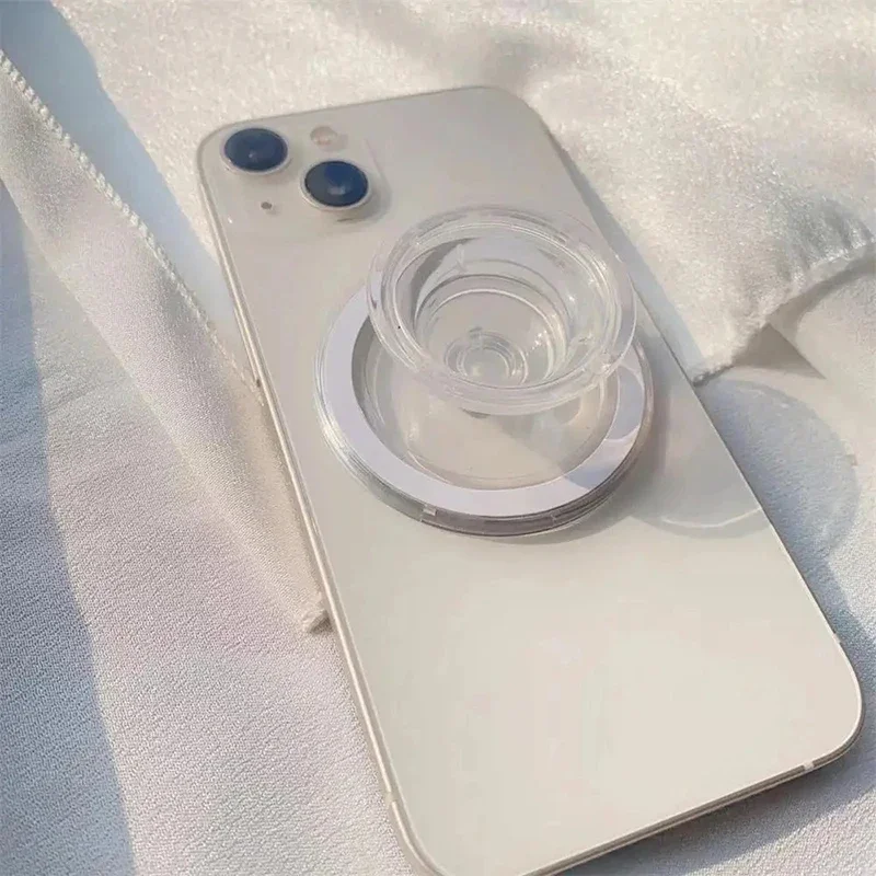 

1-10PCS New Korea INS Clear Cartoon Magnetic Stand Holder Bracket Phone Case Cover for IPhone16 Samsung Magsafe Griptok Grip Tok