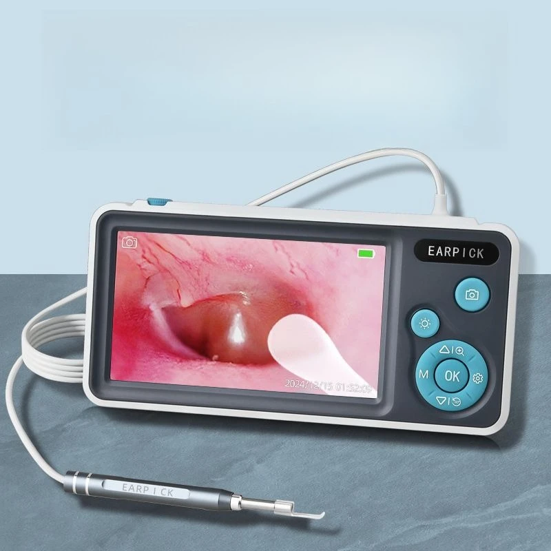 

High definition 5 inch IPS smart otoscope with screen visual pick ear pick light spoon visual otoscope ear pick