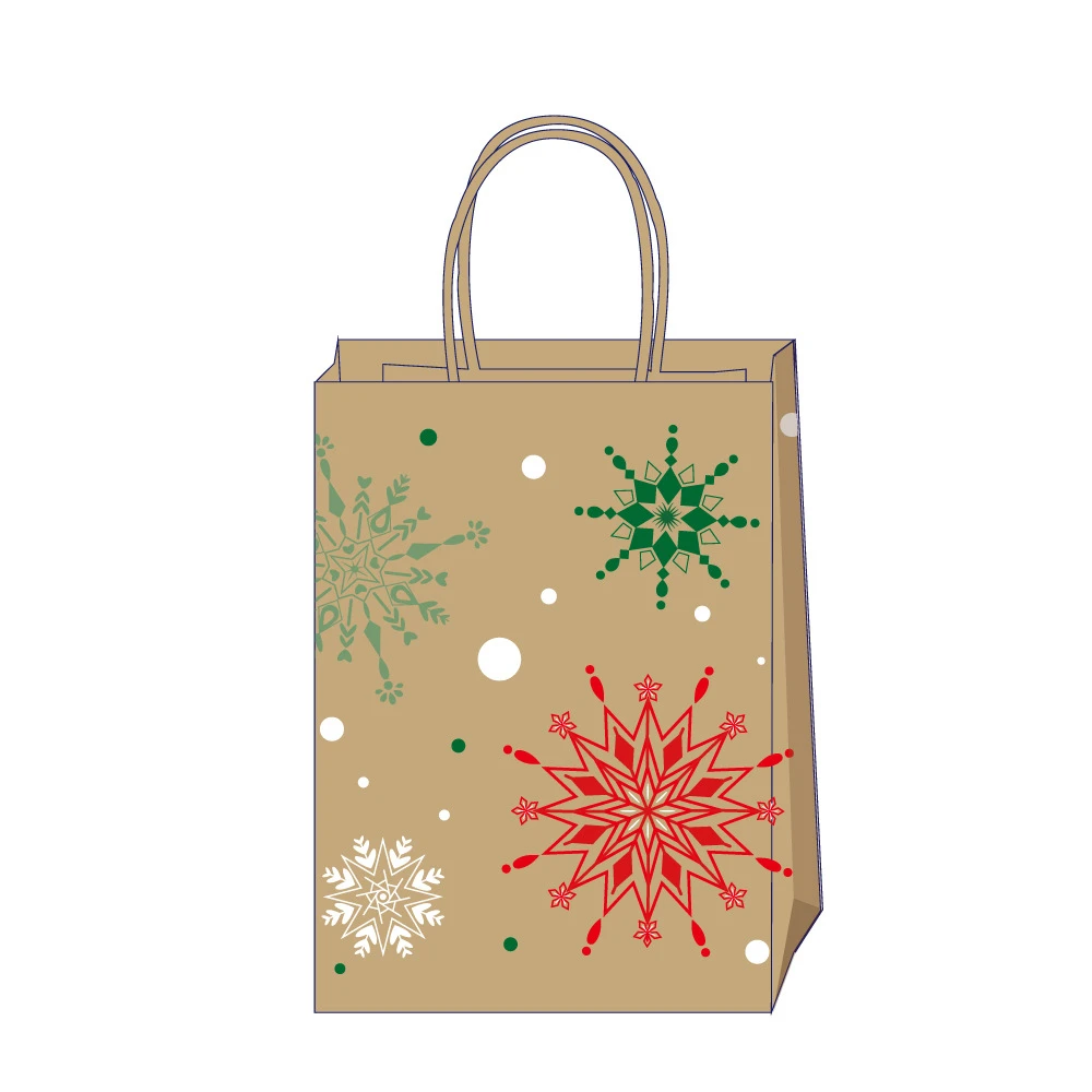 

Xmas Tote Bag Exquisite Kraft Paper Handbag Reusable Paper Bag Recyclable Gift Packaging Bag For Home Decoration Christmas